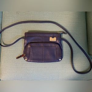 Tignanello blue leather crossbody bag